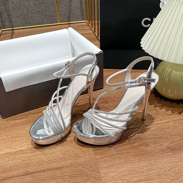 کفش زنانه مجلسی پاشنه دار بندی رنگ طلایی و نقره ای 2792/2697