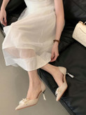 کفش زنانه نوک تیز پاشنه 7/5 سانت رنگ رزگلد2866 سفید2865
